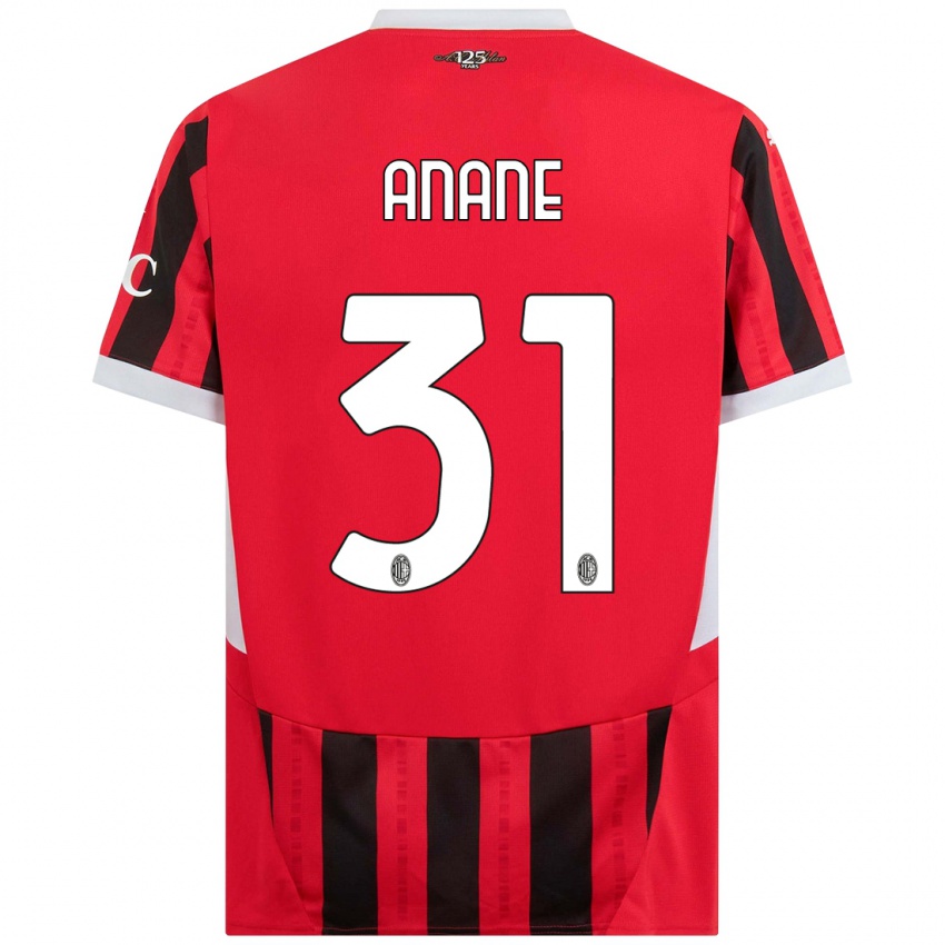 Børn Emmanuel Anane #31 Rød Sort Hjemmebane Spillertrøjer 2024/25 Trøje T-Shirt