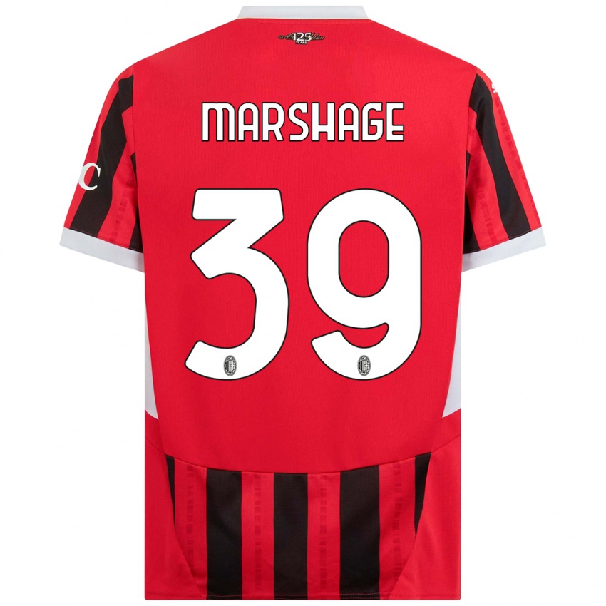 Børn Wilgot Marshage #39 Rød Sort Hjemmebane Spillertrøjer 2024/25 Trøje T-Shirt