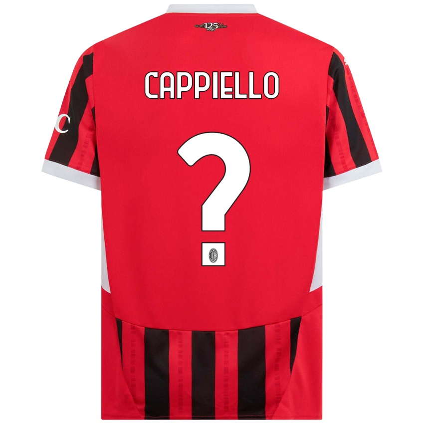 Børn Flavio Cappiello #0 Rød Sort Hjemmebane Spillertrøjer 2024/25 Trøje T-Shirt