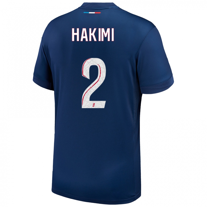 Børn Achraf Hakimi #2 Marineblå Hvid Hjemmebane Spillertrøjer 2024/25 Trøje T-Shirt