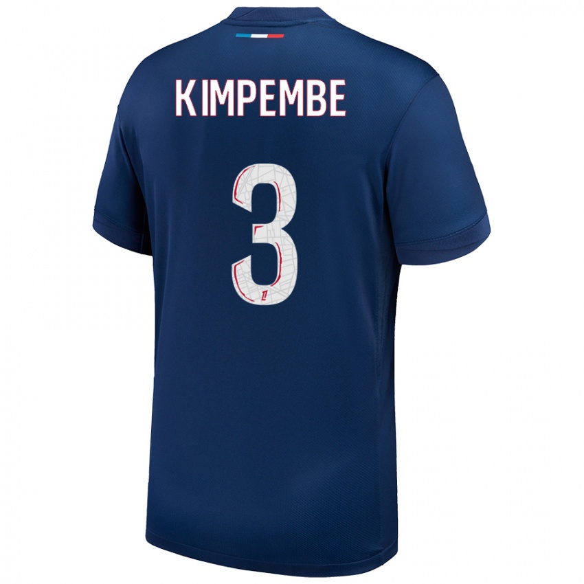 Børn Presnel Kimpembe #3 Marineblå Hvid Hjemmebane Spillertrøjer 2024/25 Trøje T-Shirt