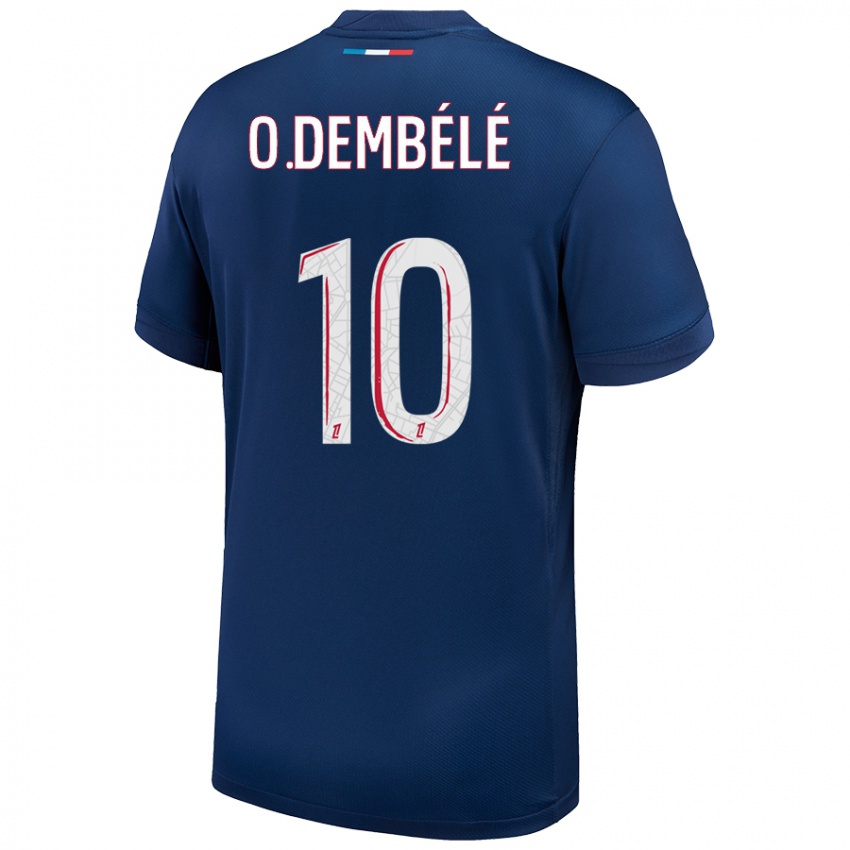 Børn Ousmane Dembele #10 Marineblå Hvid Hjemmebane Spillertrøjer 2024/25 Trøje T-Shirt