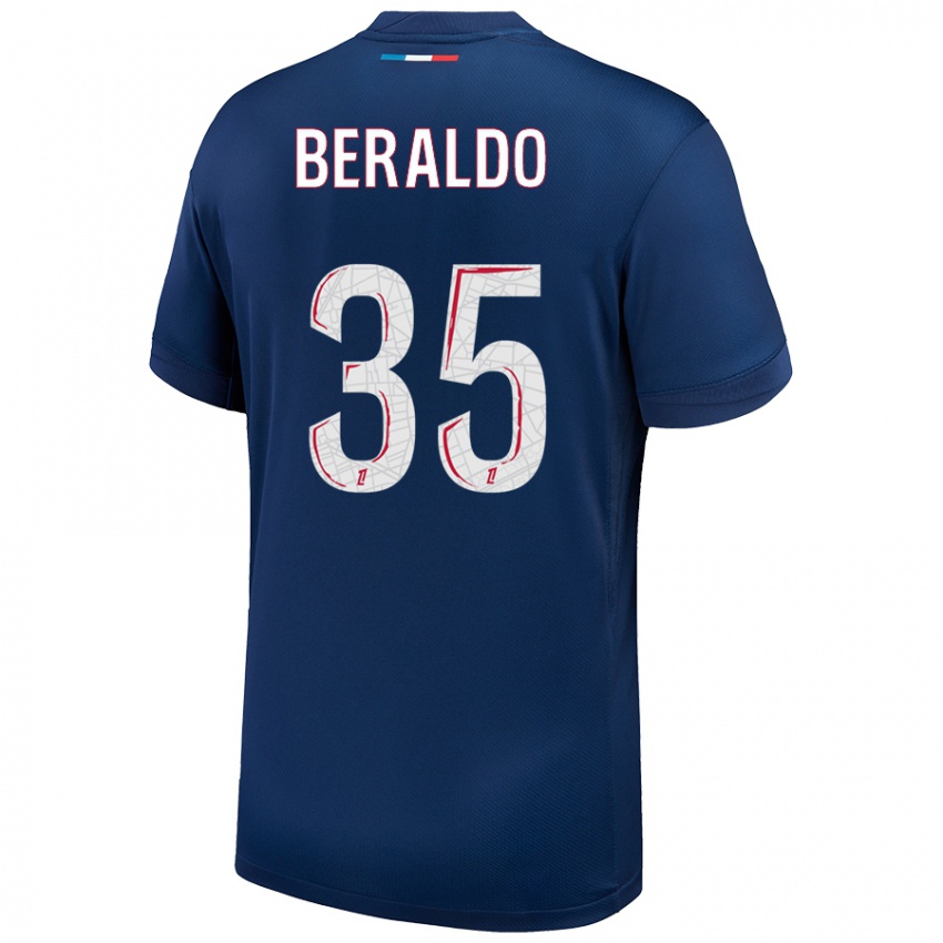 Børn Lucas Beraldo #35 Marineblå Hvid Hjemmebane Spillertrøjer 2024/25 Trøje T-Shirt