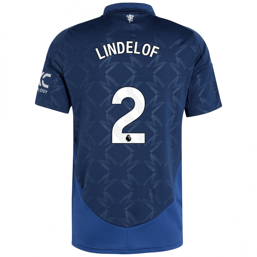 Børn Victor Lindelof #2 Indigo Udebane Spillertrøjer 2024/25 Trøje T-Shirt