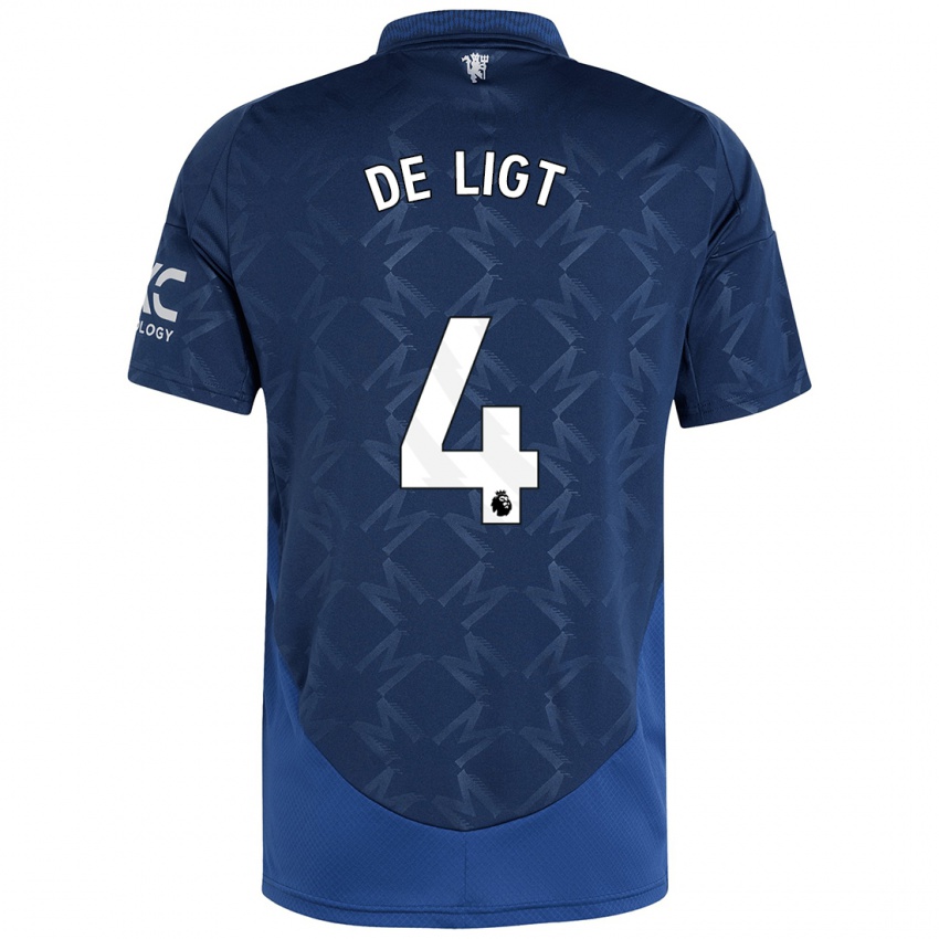 Børn Matthijs De Ligt #4 Indigo Udebane Spillertrøjer 2024/25 Trøje T-Shirt