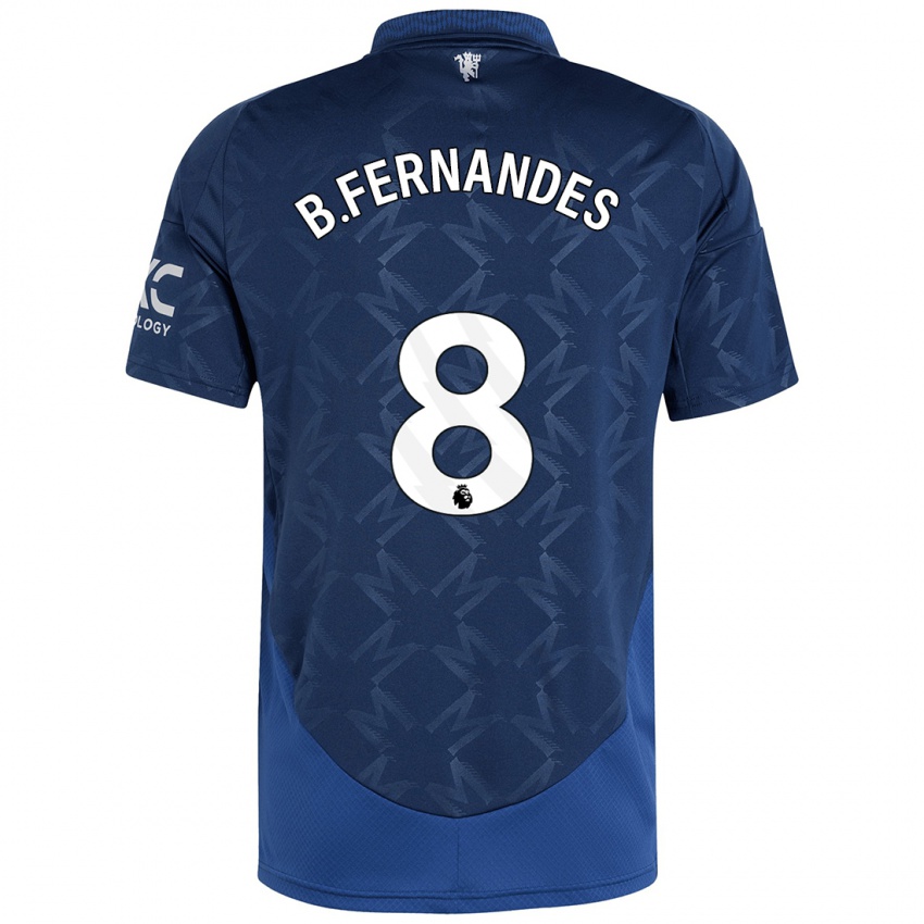 Børn Bruno Fernandes #8 Indigo Udebane Spillertrøjer 2024/25 Trøje T-Shirt