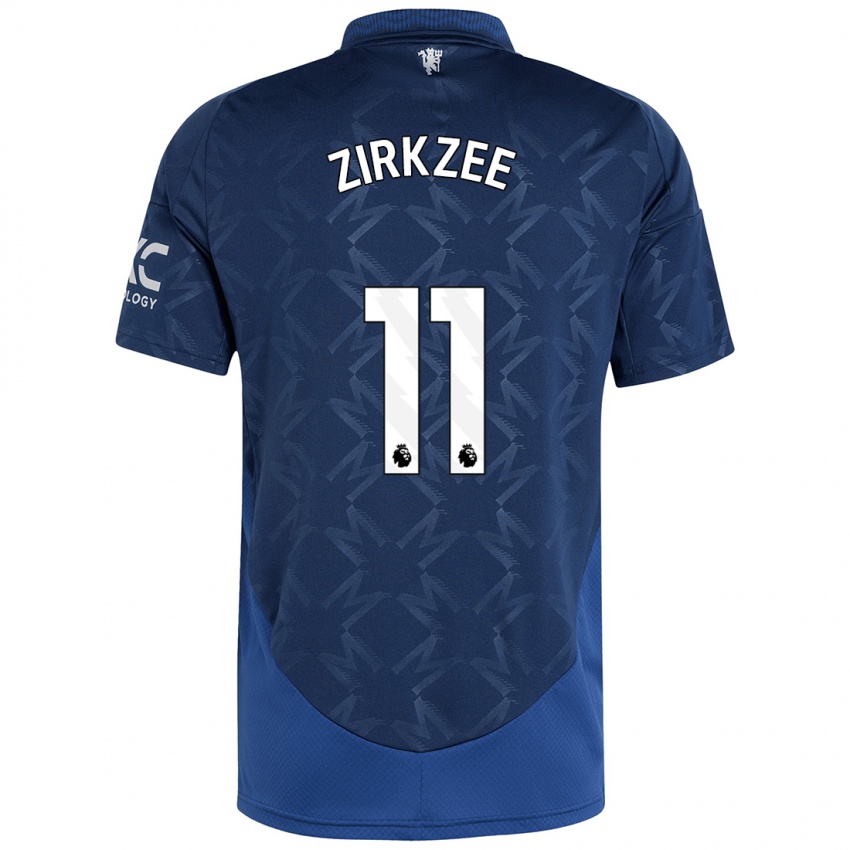 Børn Joshua Zirkzee #11 Indigo Udebane Spillertrøjer 2024/25 Trøje T-Shirt