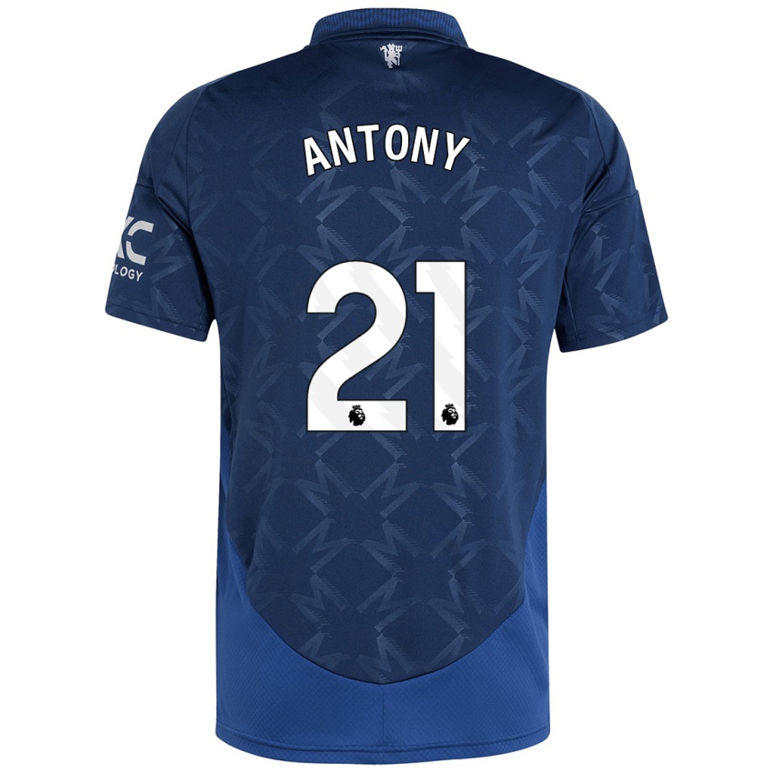 Børn Antony #21 Indigo Udebane Spillertrøjer 2024/25 Trøje T-Shirt