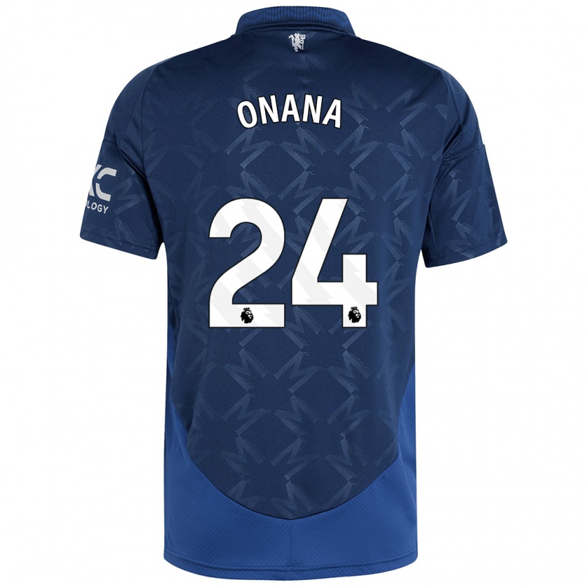 Børn Andre Onana #24 Indigo Udebane Spillertrøjer 2024/25 Trøje T-Shirt