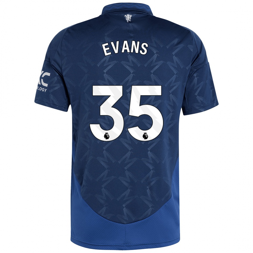 Børn Jonny Evans #35 Indigo Udebane Spillertrøjer 2024/25 Trøje T-Shirt