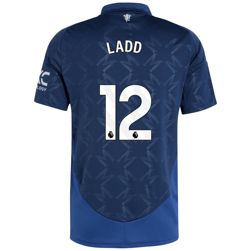 Børn Hayley Ladd #12 Indigo Udebane Spillertrøjer 2024/25 Trøje T-Shirt