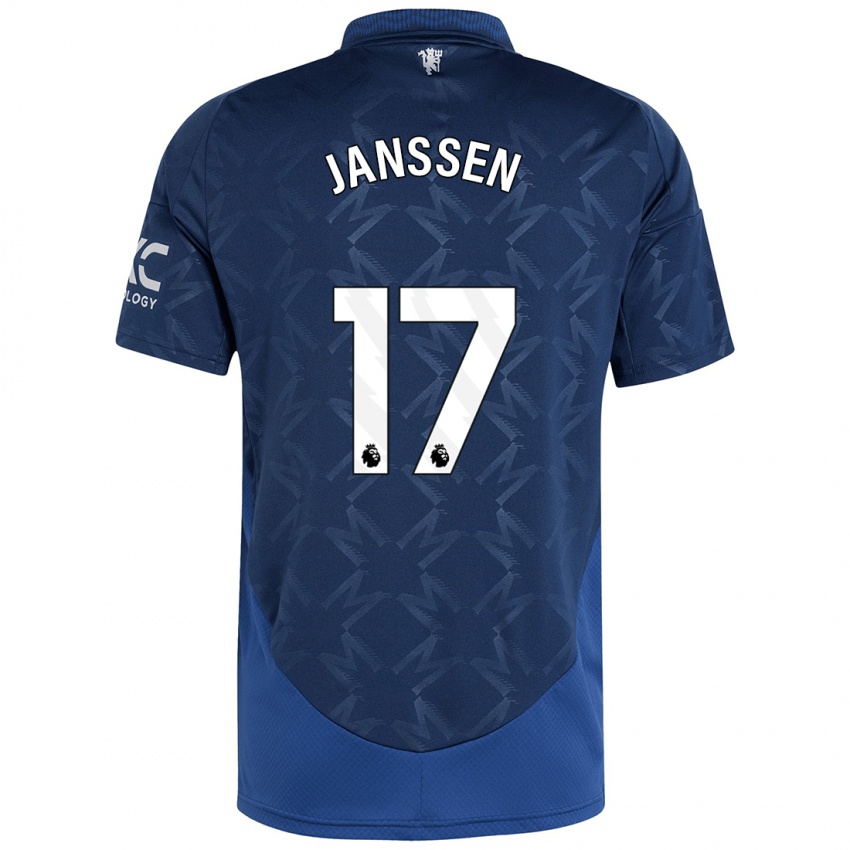 Børn Dominique Janssen #17 Indigo Udebane Spillertrøjer 2024/25 Trøje T-Shirt