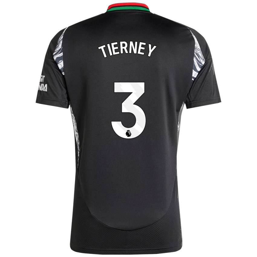 Børn Kieran Tierney #3 Sort Udebane Spillertrøjer 2024/25 Trøje T-Shirt