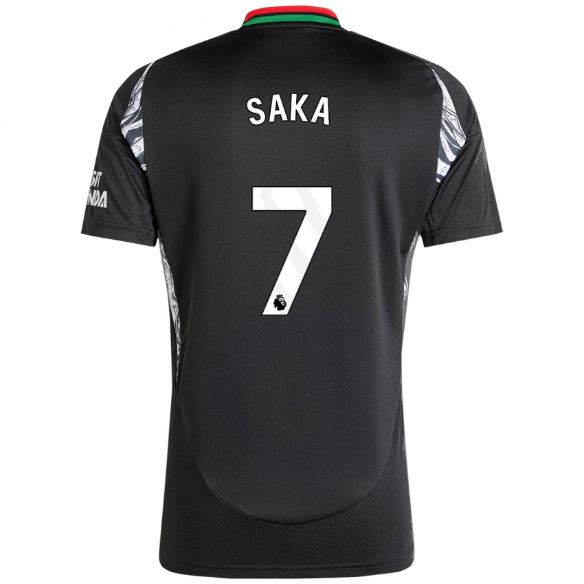 Børn Bukayo Saka #7 Sort Udebane Spillertrøjer 2024/25 Trøje T-Shirt