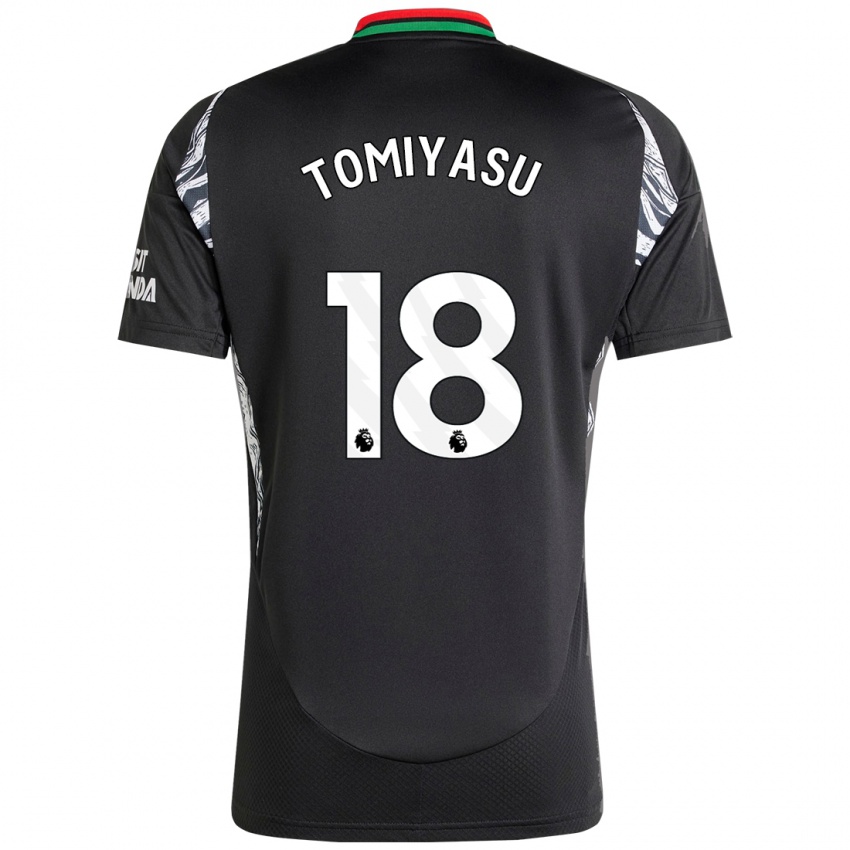 Børn Takehiro Tomiyasu #18 Sort Udebane Spillertrøjer 2024/25 Trøje T-Shirt