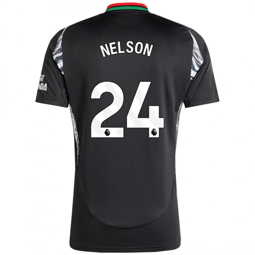 Børn Reiss Nelson #24 Sort Udebane Spillertrøjer 2024/25 Trøje T-Shirt