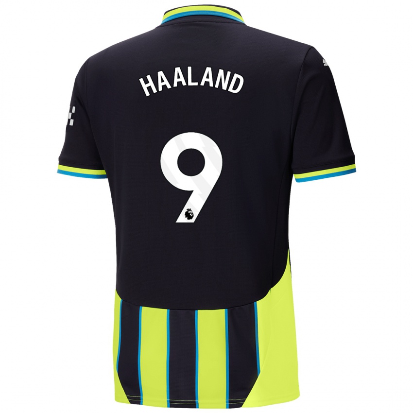 Børn Erling Haaland #9 Blå Gul Udebane Spillertrøjer 2024/25 Trøje T-Shirt