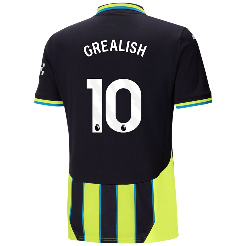 Børn Jack Grealish #10 Blå Gul Udebane Spillertrøjer 2024/25 Trøje T-Shirt