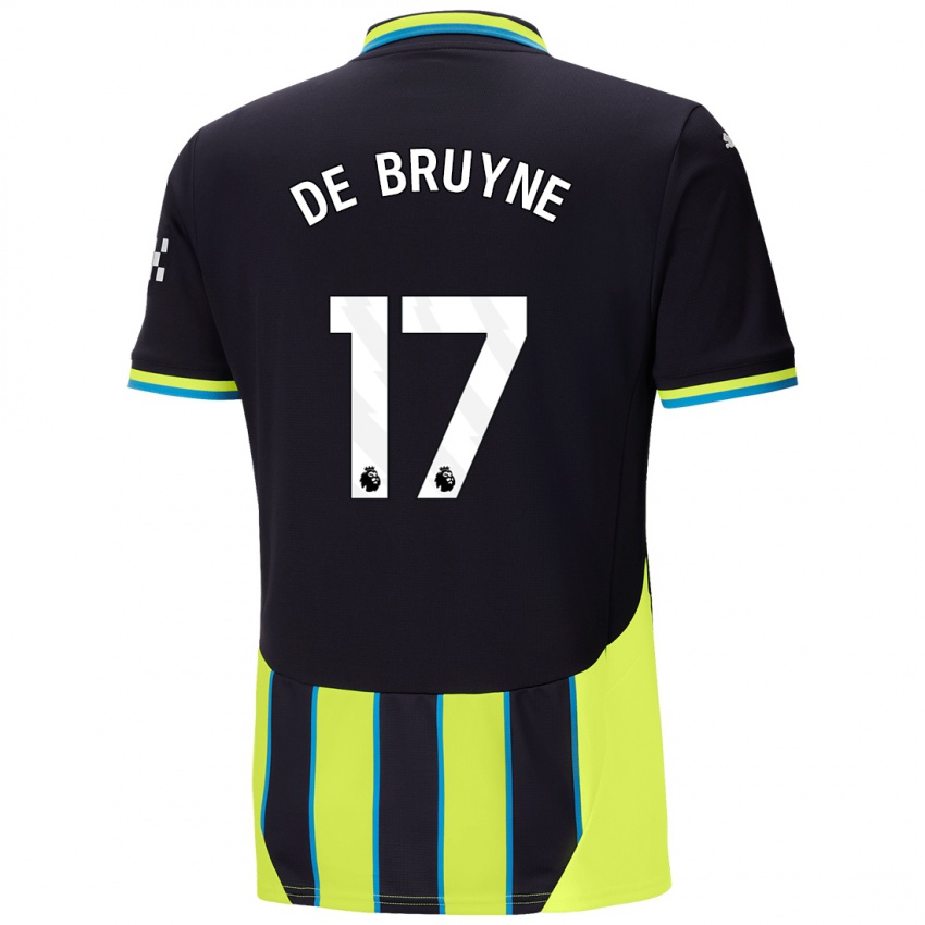 Børn Kevin De Bruyne #17 Blå Gul Udebane Spillertrøjer 2024/25 Trøje T-Shirt