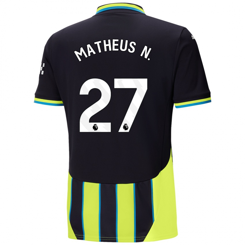 Børn Matheus Nunes #27 Blå Gul Udebane Spillertrøjer 2024/25 Trøje T-Shirt