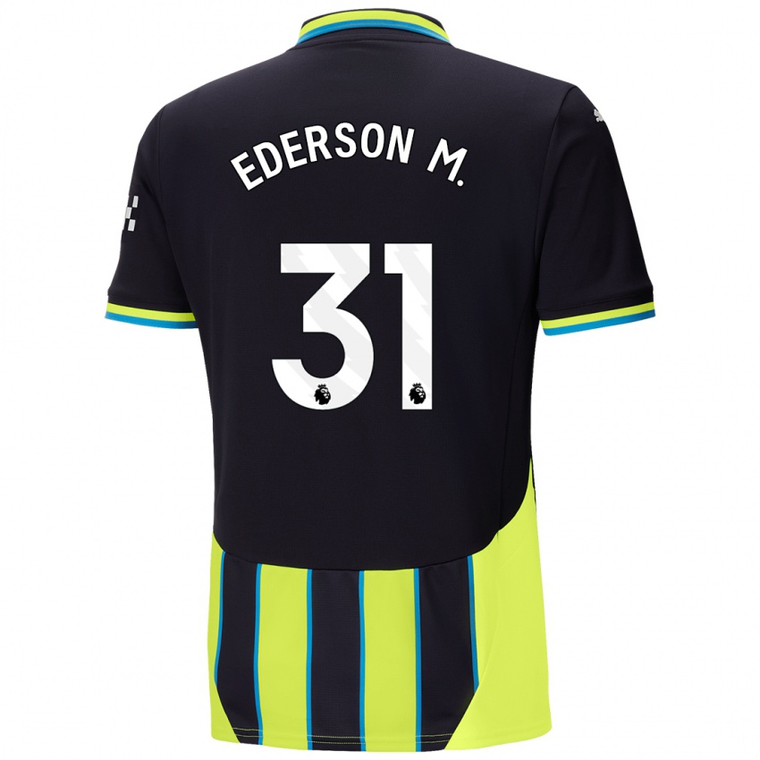 Børn Ederson Moraes #31 Blå Gul Udebane Spillertrøjer 2024/25 Trøje T-Shirt