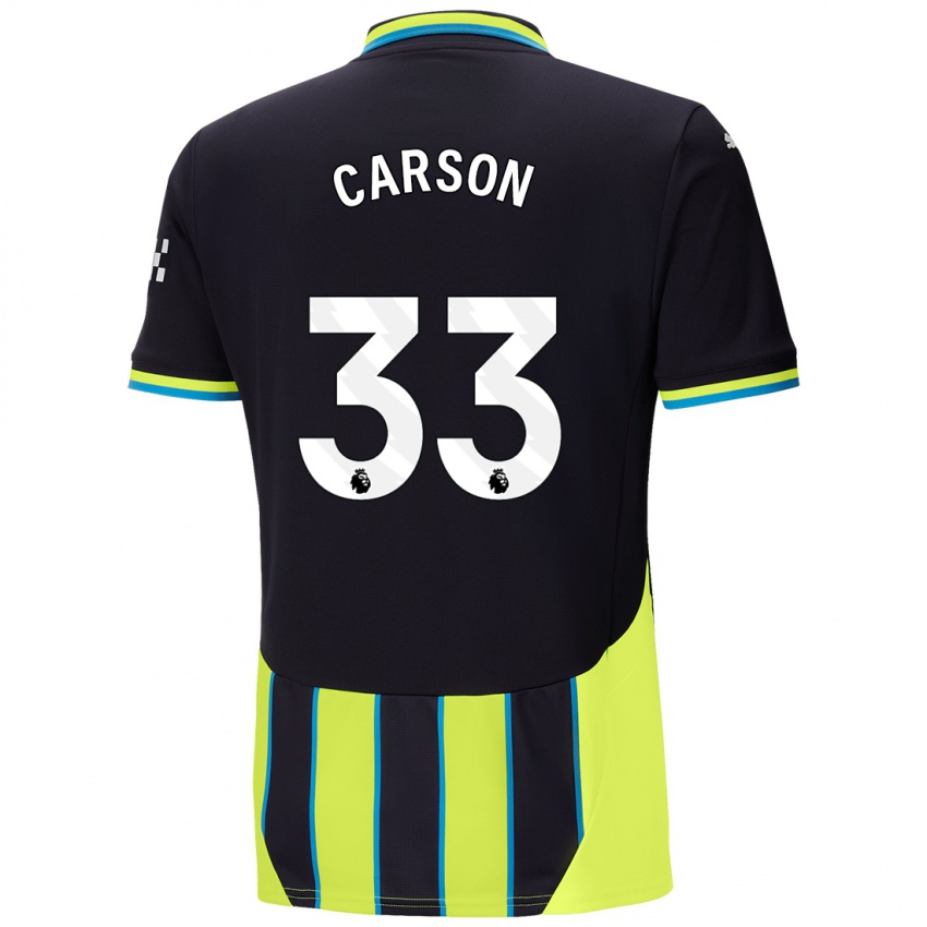 Børn Scott Carson #33 Blå Gul Udebane Spillertrøjer 2024/25 Trøje T-Shirt