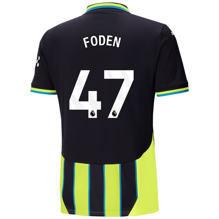 Børn Phil Foden #47 Blå Gul Udebane Spillertrøjer 2024/25 Trøje T-Shirt