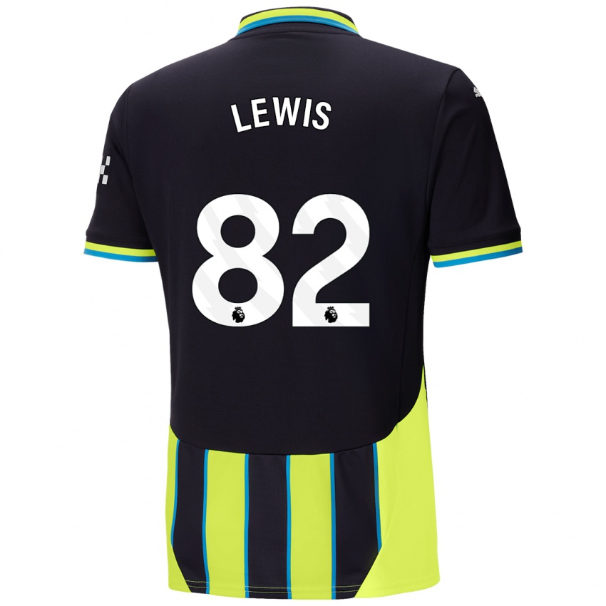 Børn Rico Lewis #82 Blå Gul Udebane Spillertrøjer 2024/25 Trøje T-Shirt