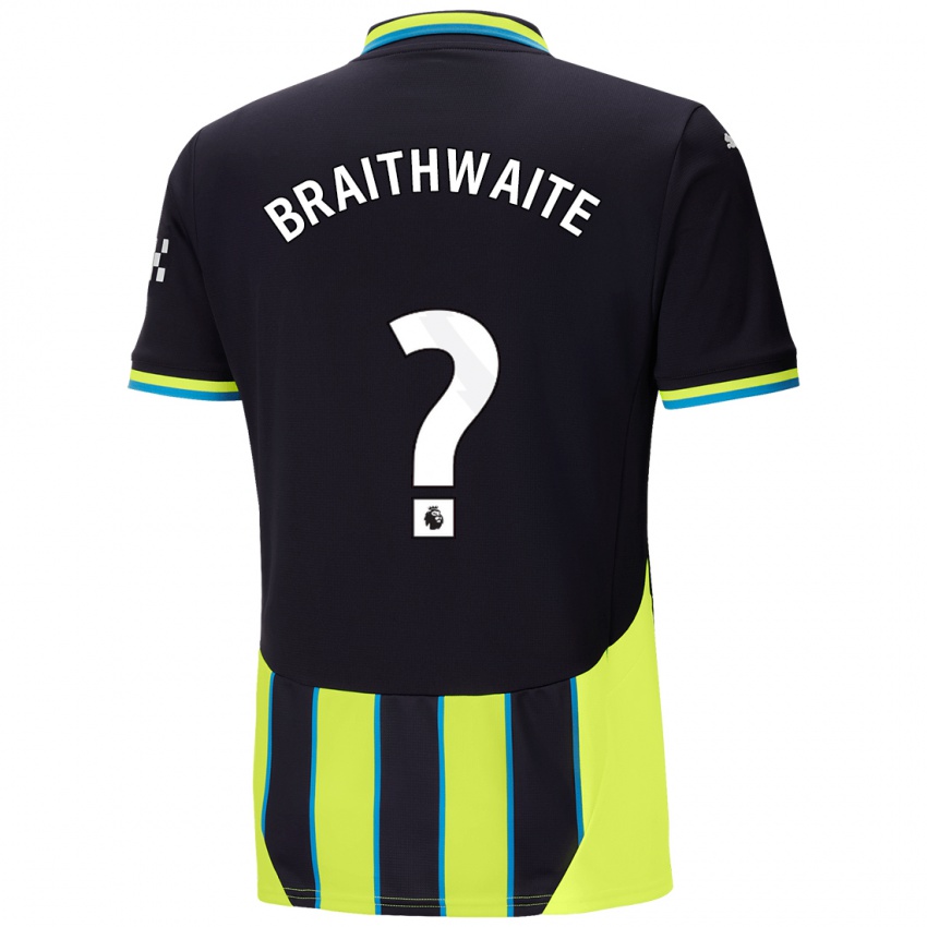 Børn Kaden Braithwaite #0 Blå Gul Udebane Spillertrøjer 2024/25 Trøje T-Shirt