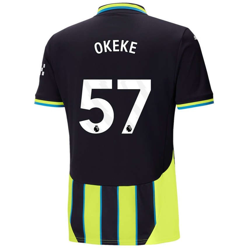 Børn Michael Okeke #57 Blå Gul Udebane Spillertrøjer 2024/25 Trøje T-Shirt