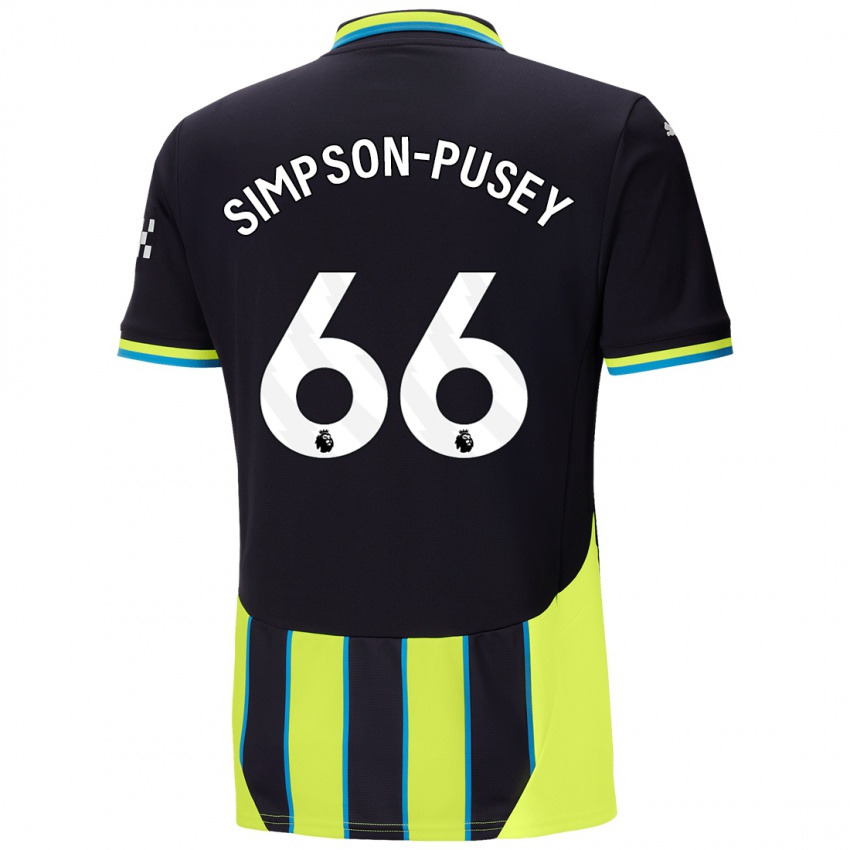 Børn Jahmai Simpson-Pusey #66 Blå Gul Udebane Spillertrøjer 2024/25 Trøje T-Shirt