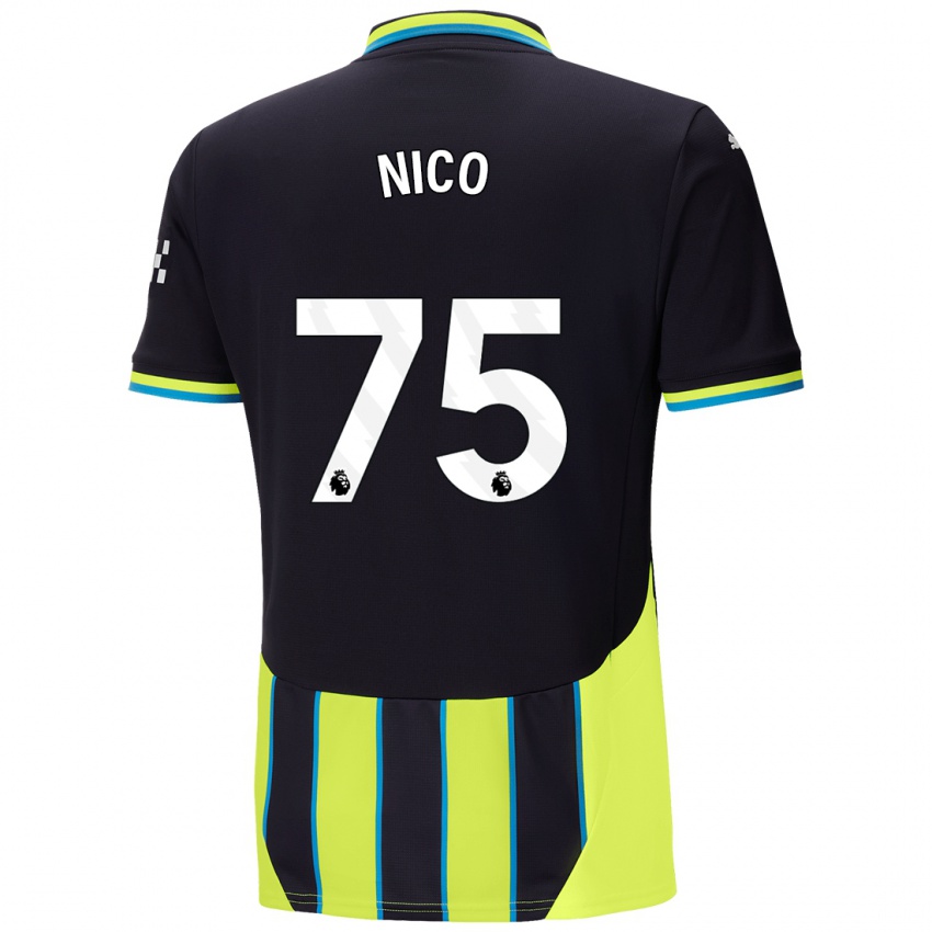 Børn Nico O'reilly #75 Blå Gul Udebane Spillertrøjer 2024/25 Trøje T-Shirt