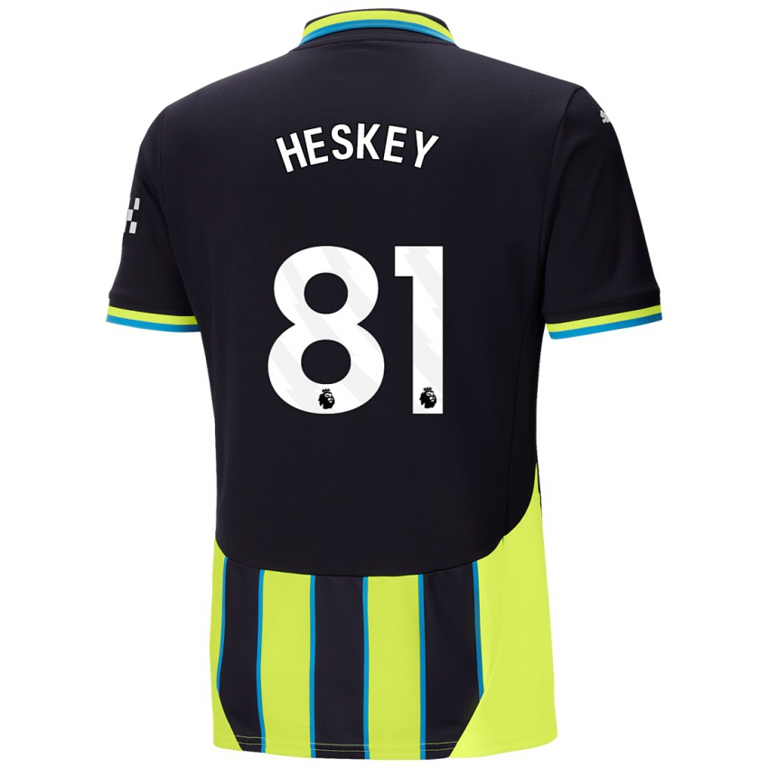 Børn Jaden Heskey #81 Blå Gul Udebane Spillertrøjer 2024/25 Trøje T-Shirt