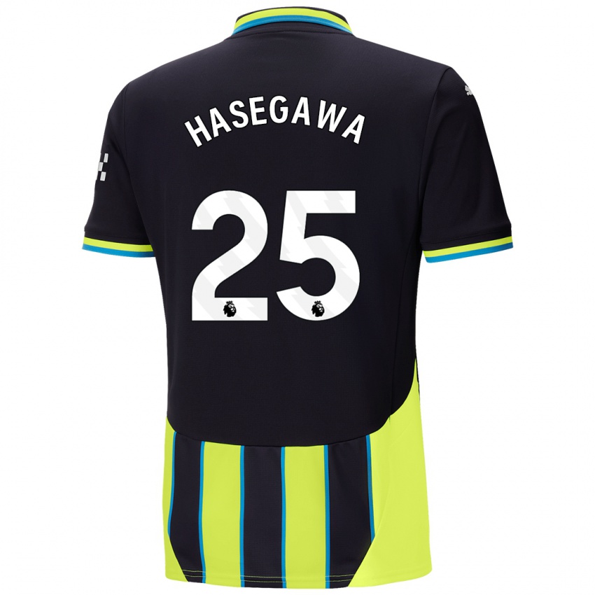 Børn Yui Hasegawa #25 Blå Gul Udebane Spillertrøjer 2024/25 Trøje T-Shirt