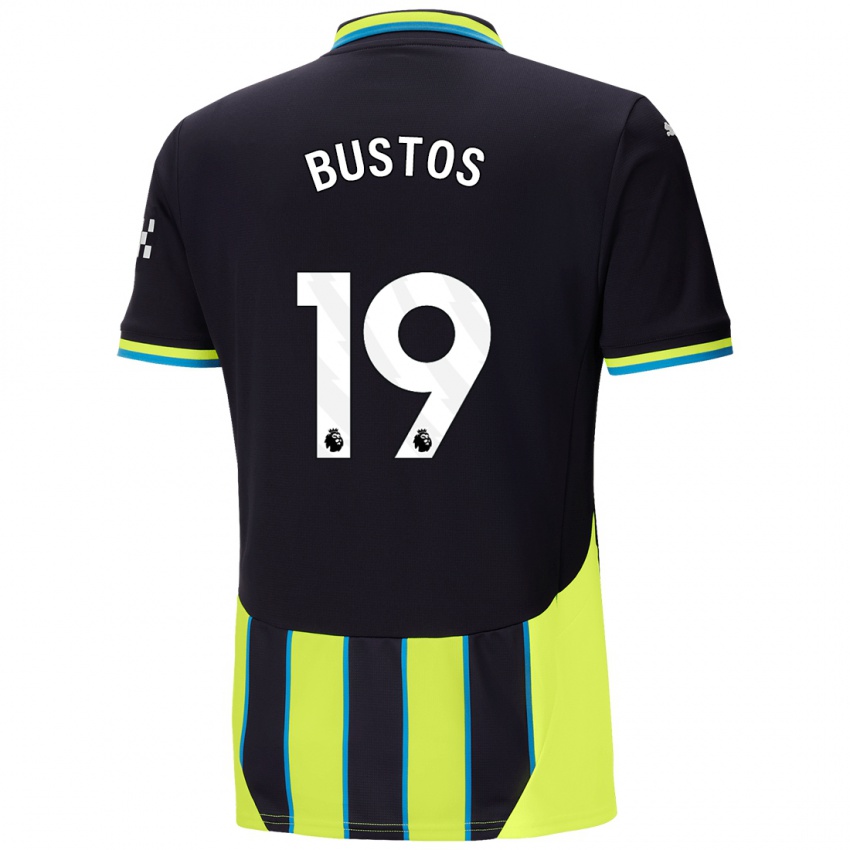 Børn Nahuel Bustos #19 Blå Gul Udebane Spillertrøjer 2024/25 Trøje T-Shirt