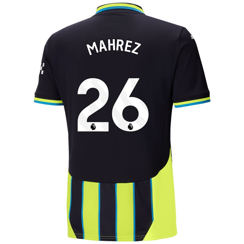 Børn Riyad Mahrez #26 Blå Gul Udebane Spillertrøjer 2024/25 Trøje T-Shirt