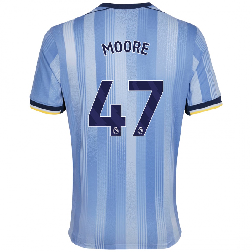 Børn Mikey Moore #47 Lyseblå Udebane Spillertrøjer 2024/25 Trøje T-Shirt