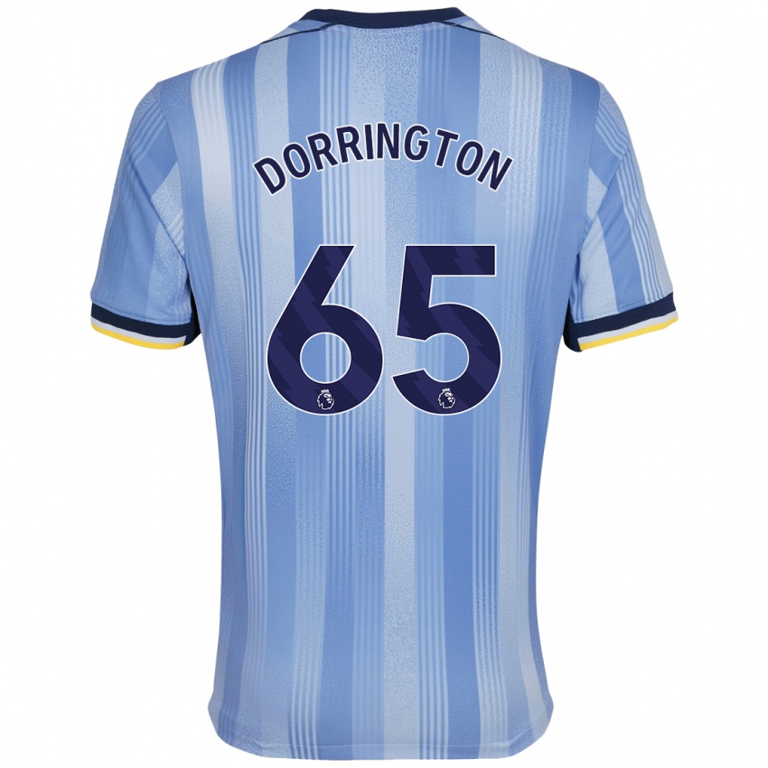 Børn Alfie Dorrington #65 Lyseblå Udebane Spillertrøjer 2024/25 Trøje T-Shirt