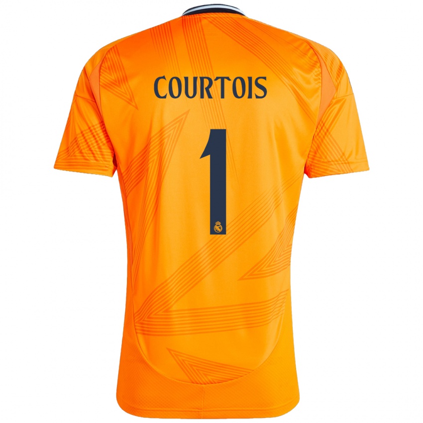 Børn Thibaut Courtois #1 Orange Udebane Spillertrøjer 2024/25 Trøje T-Shirt