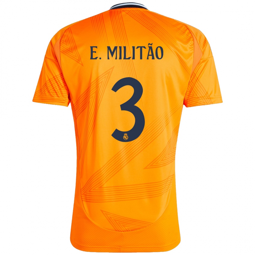 Børn Eder Militao #3 Orange Udebane Spillertrøjer 2024/25 Trøje T-Shirt