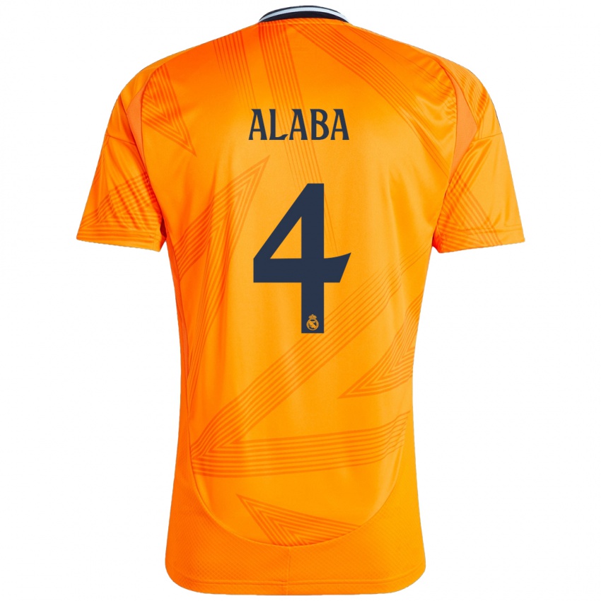 Børn David Alaba #4 Orange Udebane Spillertrøjer 2024/25 Trøje T-Shirt