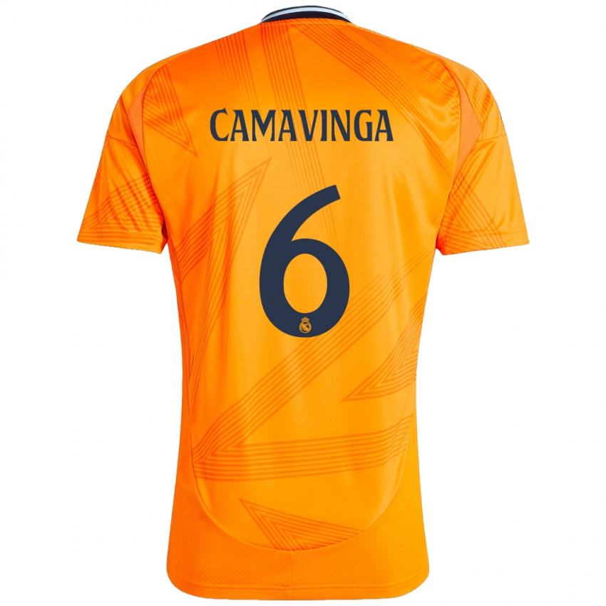 Børn Eduardo Camavinga #6 Orange Udebane Spillertrøjer 2024/25 Trøje T-Shirt