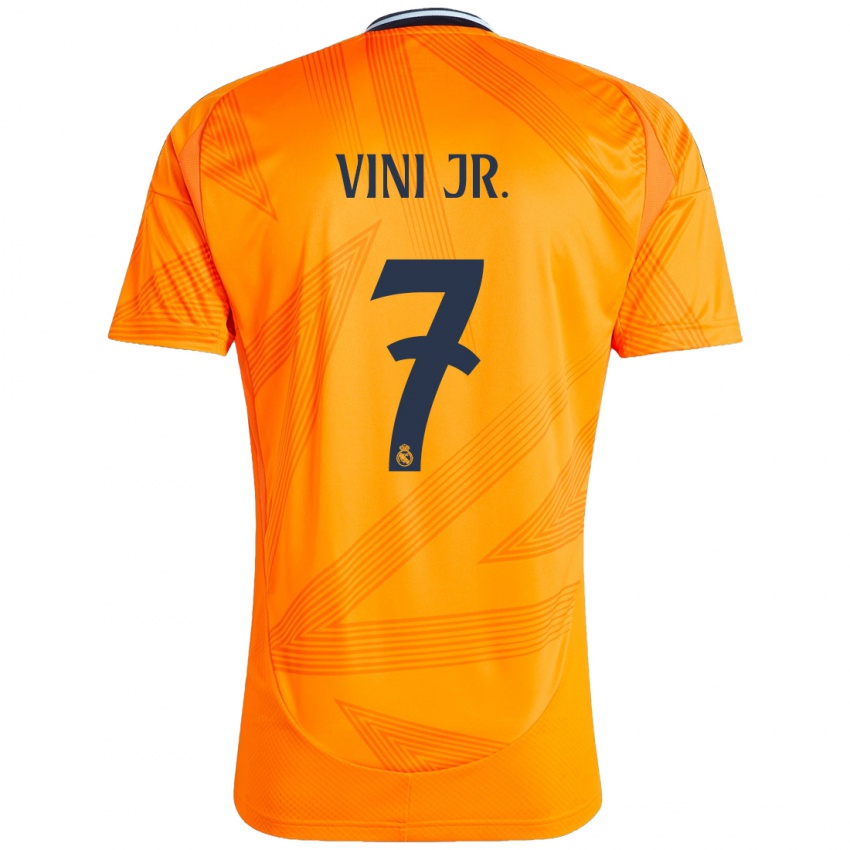 Børn Vinicius Junior #7 Orange Udebane Spillertrøjer 2024/25 Trøje T-Shirt