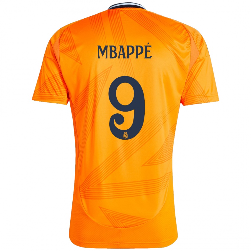 Børn Kylian Mbappe #9 Orange Udebane Spillertrøjer 2024/25 Trøje T-Shirt