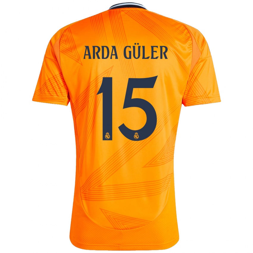 Børn Arda Güler #15 Orange Udebane Spillertrøjer 2024/25 Trøje T-Shirt