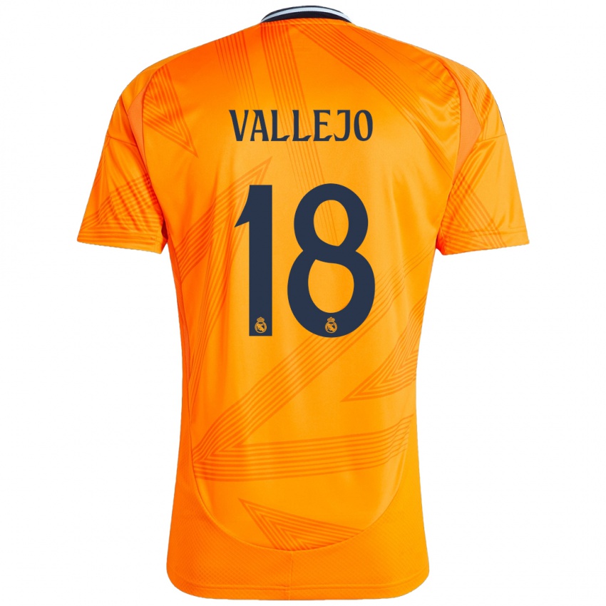 Børn Jesus Vallejo #18 Orange Udebane Spillertrøjer 2024/25 Trøje T-Shirt