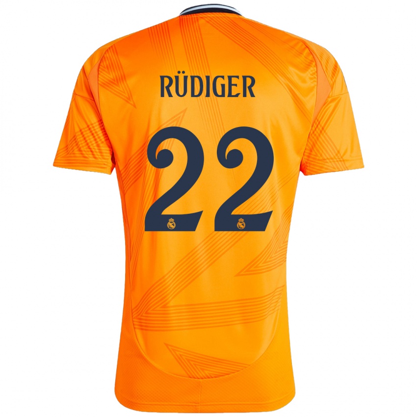 Børn Antonio Rudiger #22 Orange Udebane Spillertrøjer 2024/25 Trøje T-Shirt