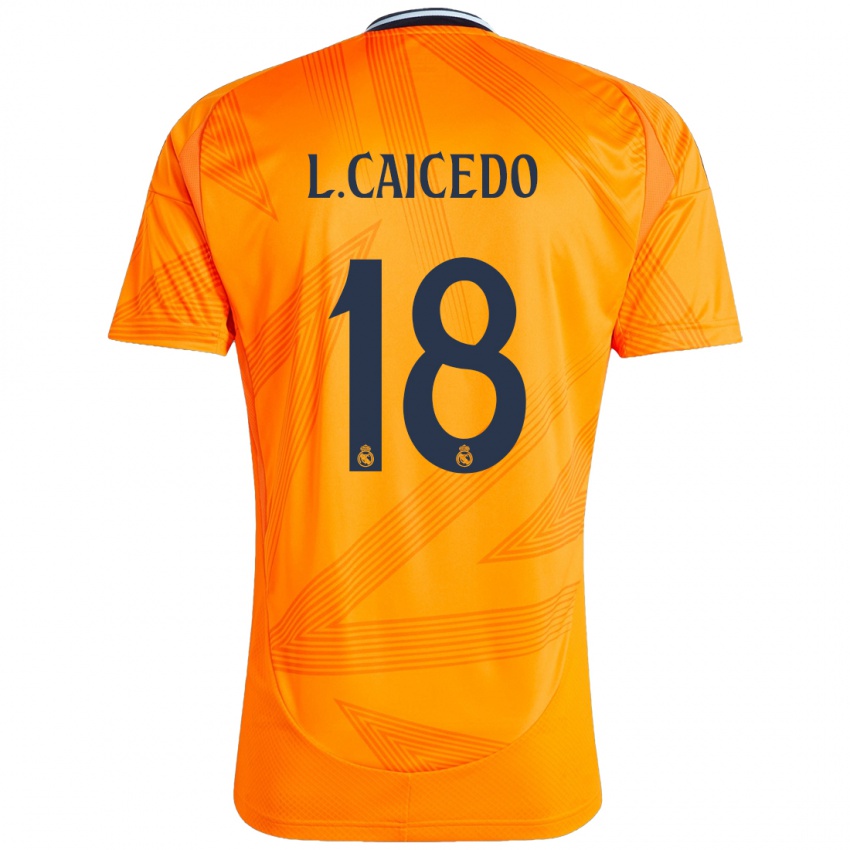 Børn Linda Caicedo #18 Orange Udebane Spillertrøjer 2024/25 Trøje T-Shirt