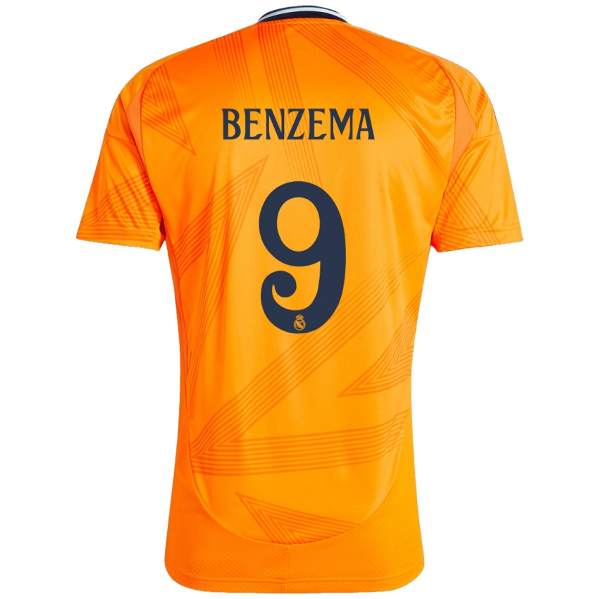 Børn Karim Benzema #9 Orange Udebane Spillertrøjer 2024/25 Trøje T-Shirt