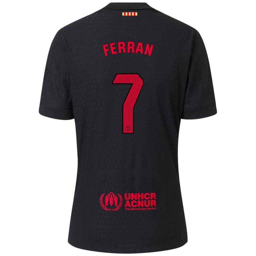 Børn Ferran Torres #7 Sort Rød Udebane Spillertrøjer 2024/25 Trøje T-Shirt